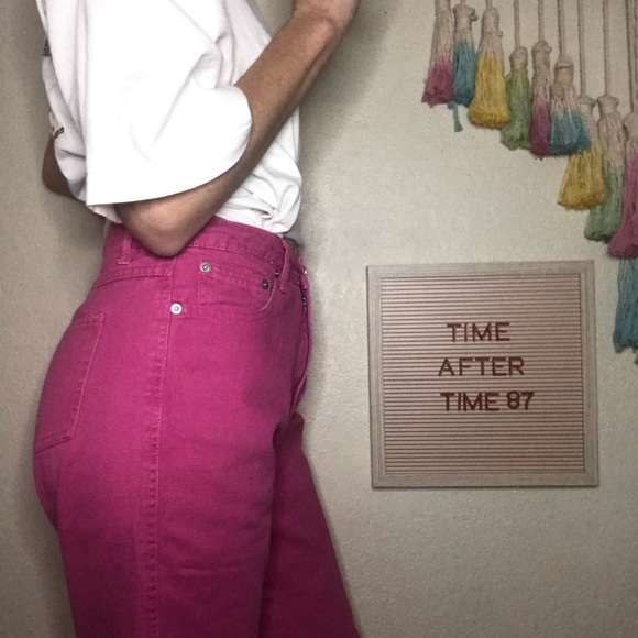 Vintage Denim - 🎟VTG 80s FORENZA hot pink high waisted jeans